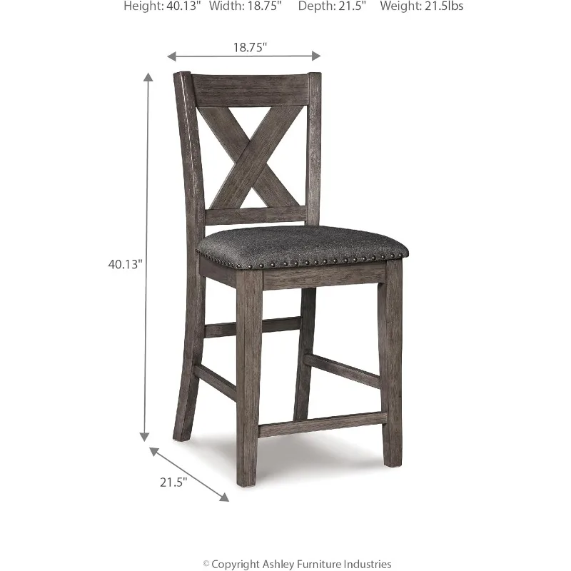 バーチェア家具セット、ホームチェア、カウンターハイトクッションスツール、カントリースタイル、24.63インチ、2ピースセット