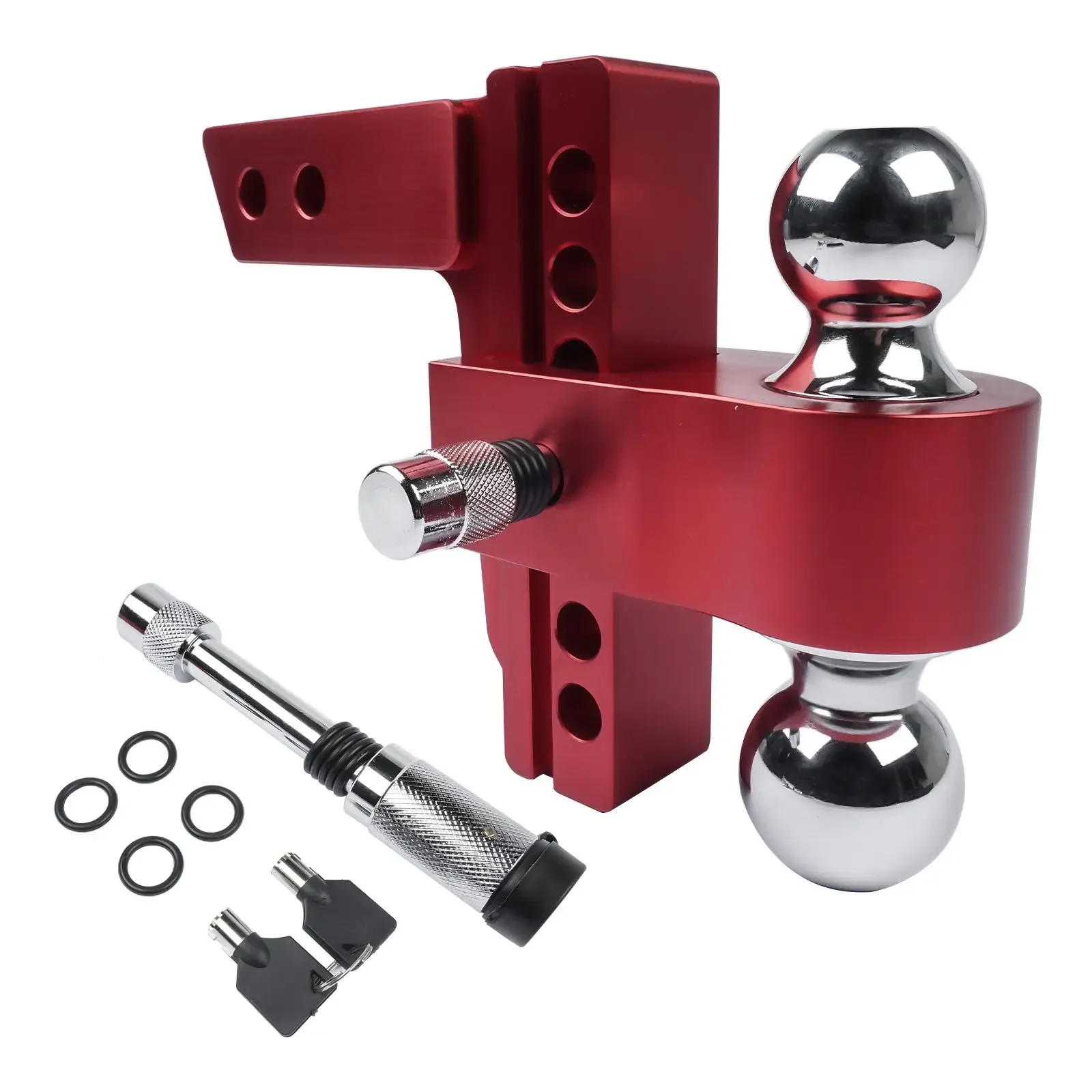 AP03 Red Adjustable Trailer Hitch Fits 2-inch Receiver 6-inch Drop Solid Tube Hitch -12500 LBS