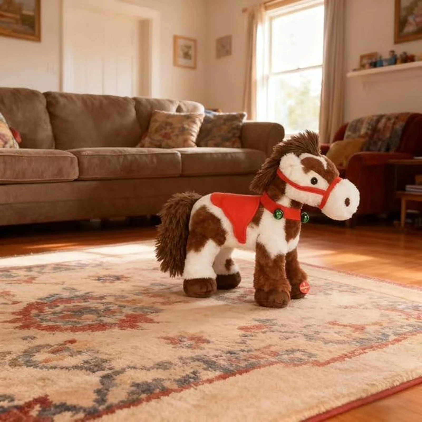 Spotted Electric Plush Horse Toy for Kids with Sound and Movement Electric Rocking Horse for Christmas Gift
