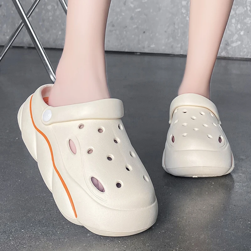 

Thick-soled women's summer outside wear muffin bottom step on poo sense half head women's slippers non-slip beach slippers