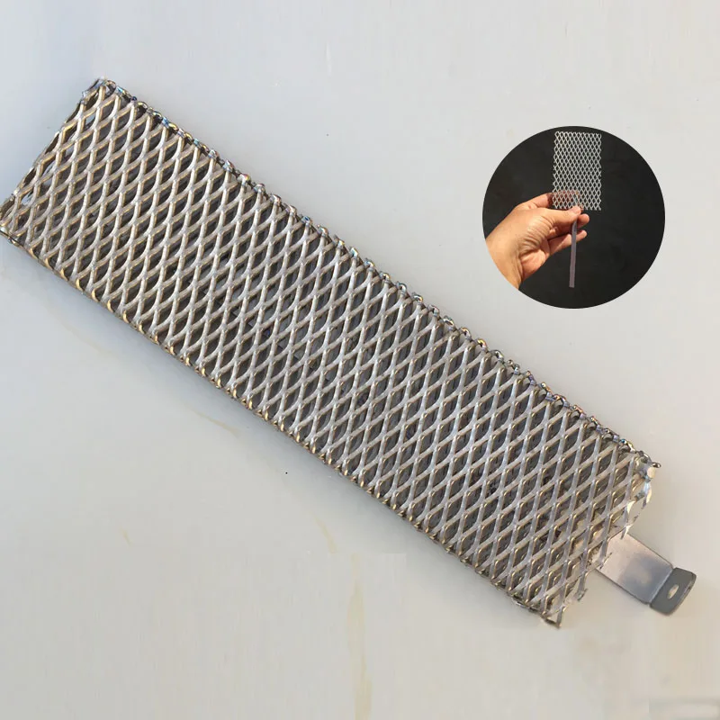 2PCS Thin stainless steel 304 pure titanium mesh sheet electroplated electrolytic cathode anode electrode plate tab with handle