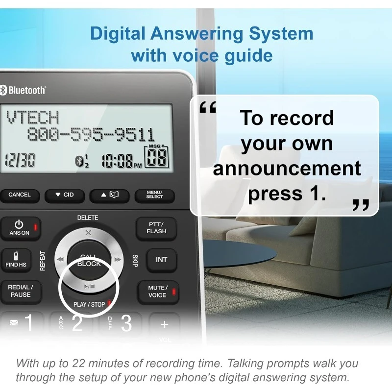 VS306-5 DECT 6.0 5 трубок Беспроводной домашний телефон с Bluetooth, системой ответа, интеллектуальный блокатор вызовов, объявление идентификатора вызова