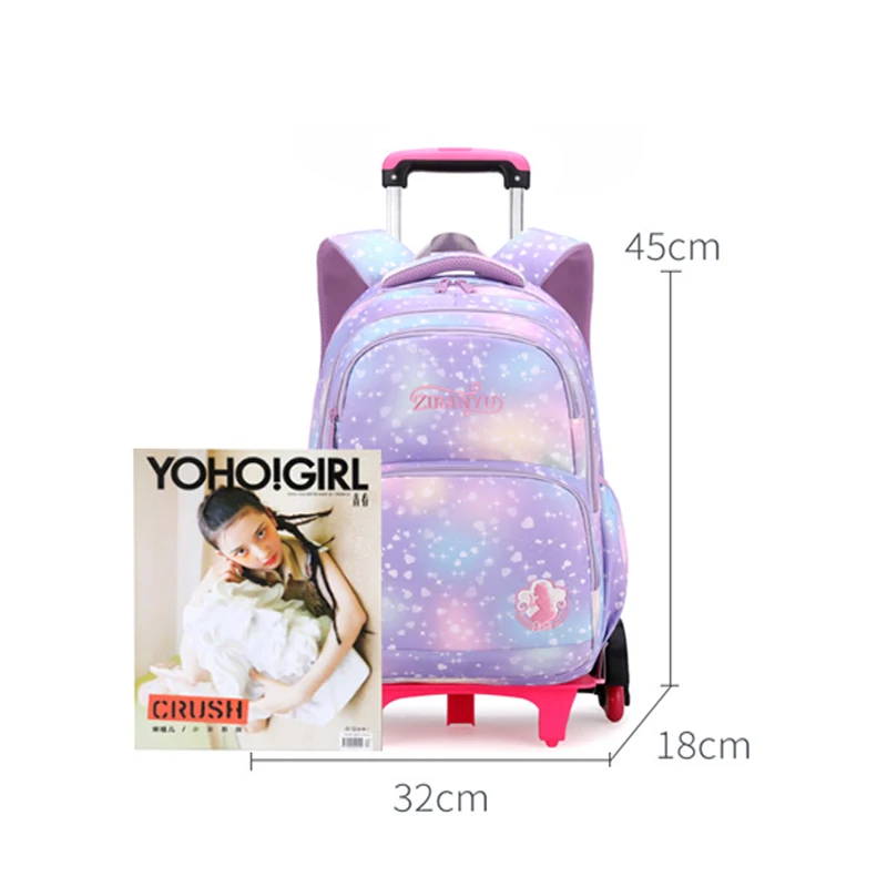 Koko cat Cartoon 3D Kids Children School Trolley Bag Beauty God Bags Girls Bookbag School Trolley Bag for Teens Girl Student Bag