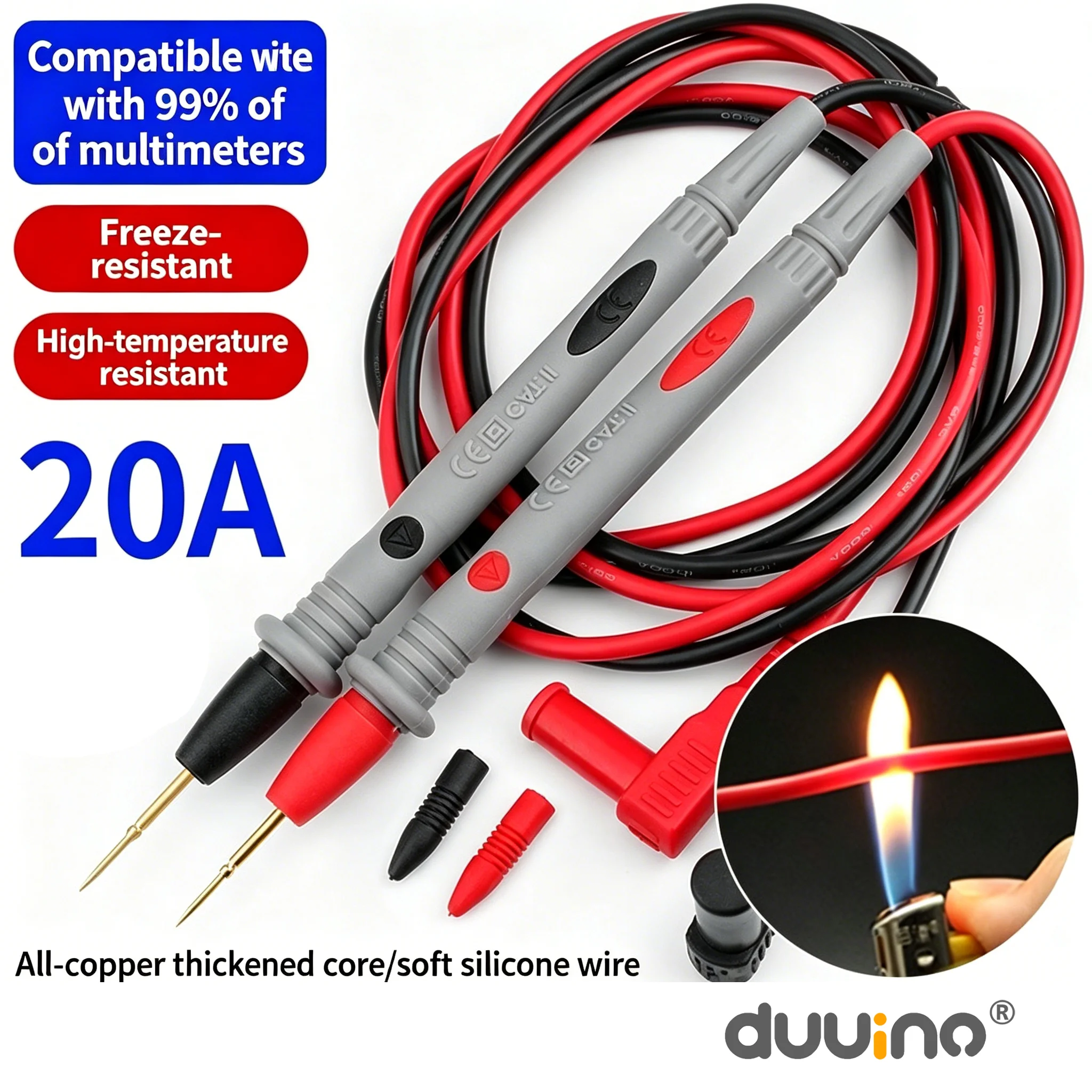 20A 1000V Multimeter Test Heads Needle Pin Digital Multi Meter Head Wire Pen Cable Kit Multimeter Voltmeter PVC Tester Kit