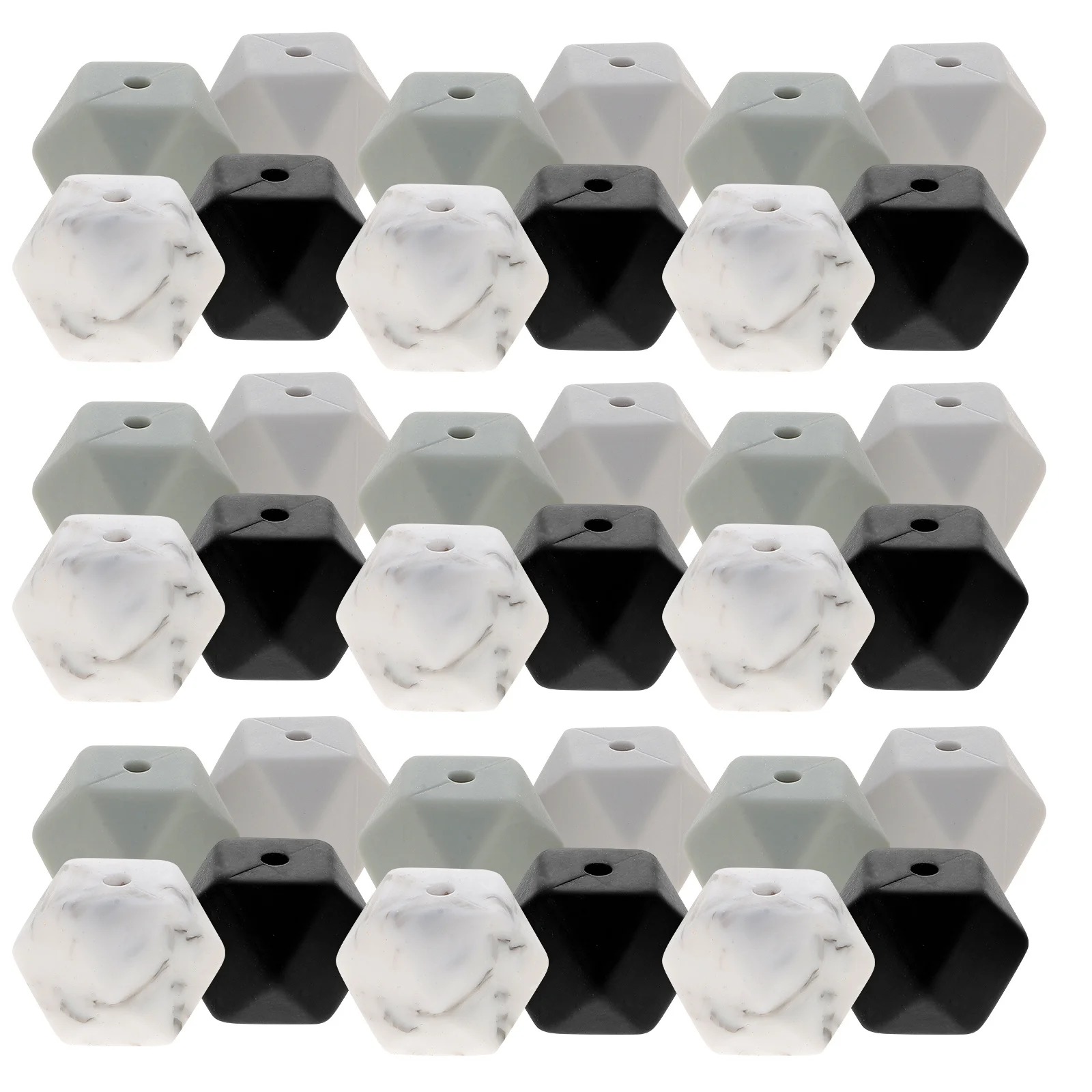 

40Pcs Small Silicone Beads DIY Jewelry Loose Beads Hexagon Design Smooth Comfortable Touch Elastic Stable Long Lasting