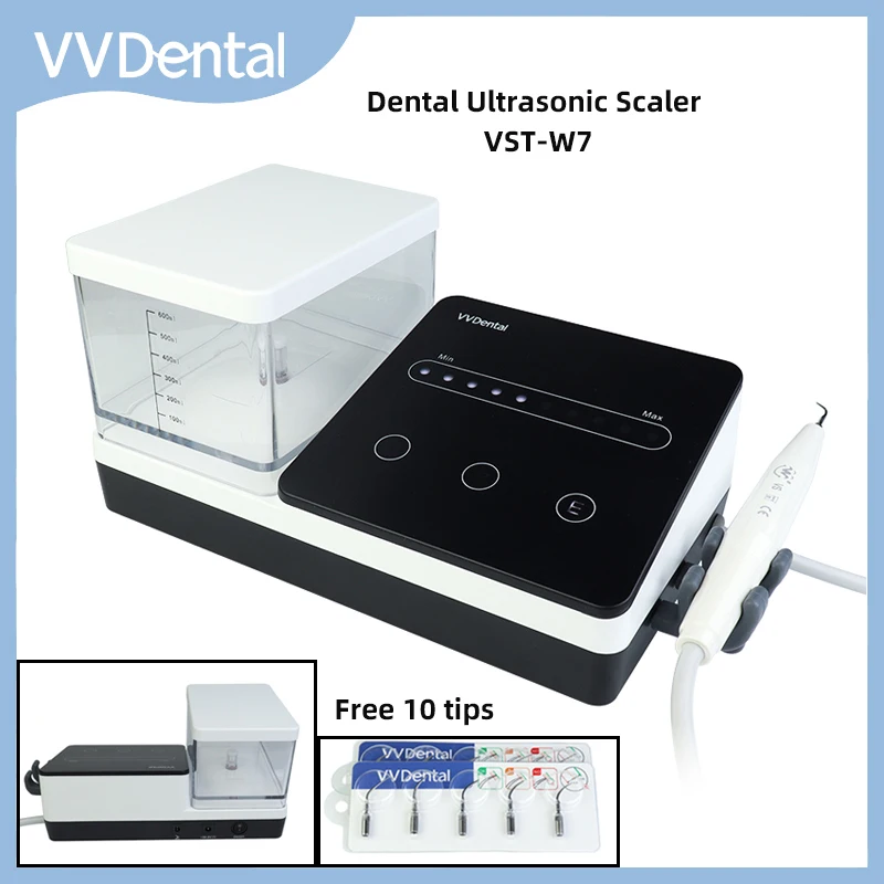 

VVDental Ultrasonic Scaler Machine With Water Bottle And 10 Tips To Remove Tooth Calculus Smoke Stains Equipment For Dental