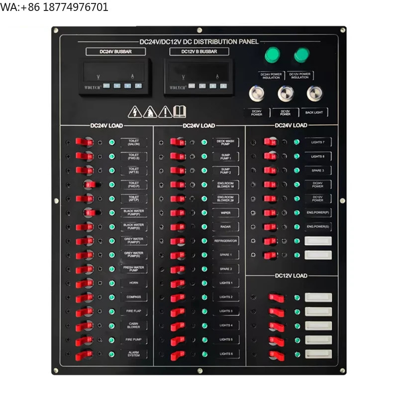 Genuine Marine AC DC 12V 220V Customized Marine Circuit Breaker Electrical Power Distribution Panel Boat Switch Panel