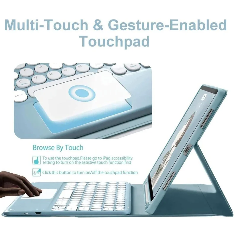 حافظة لوحة المفاتيح اللوحية لهاتف Xiaomi Redmi Pad SE 11 بوصة غطاء لـ Redmi Pad SE 11 لوحة مفاتيح جلدية مغناطيسية مفتاح مستدير Funda