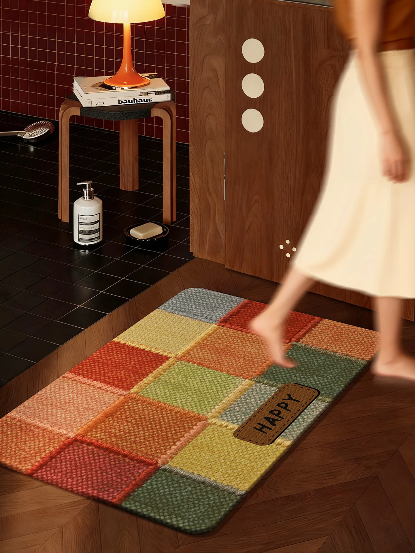 

High-End Knitted Linen-Like Batoom Mat Water Absorbent Non-Slip Foot Mat Qui Dry Toilet Batoom Door Mat Home Use