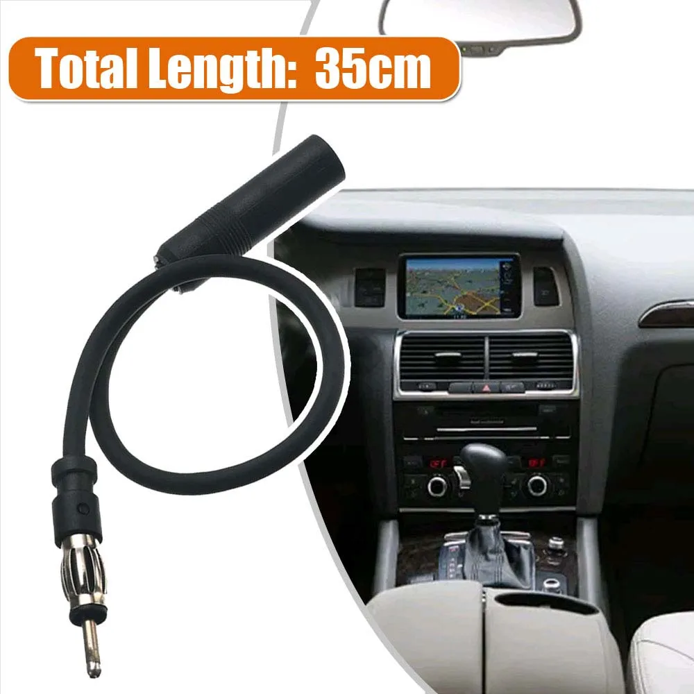 Car Radio Antenna Extension Cable 35cm 13inch Car FM AM Radio Car Antenna Extension Cable Cord DIN Plug Connector Coaxial Cable