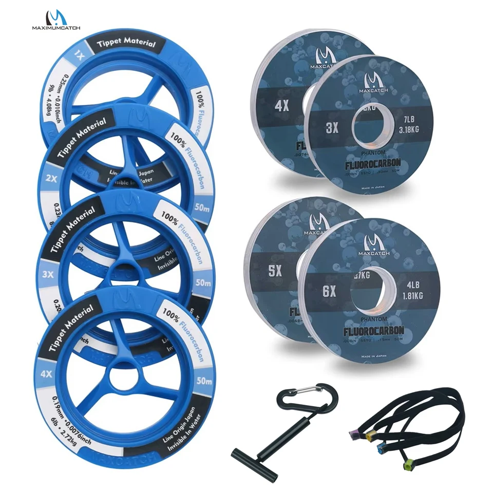 

Maximumcatch 50 м/55 ярдов (1X-6X) 100% фторуглеродная леска для нахлыста, невидимый лидер с держателем лески и катушкой, нежная