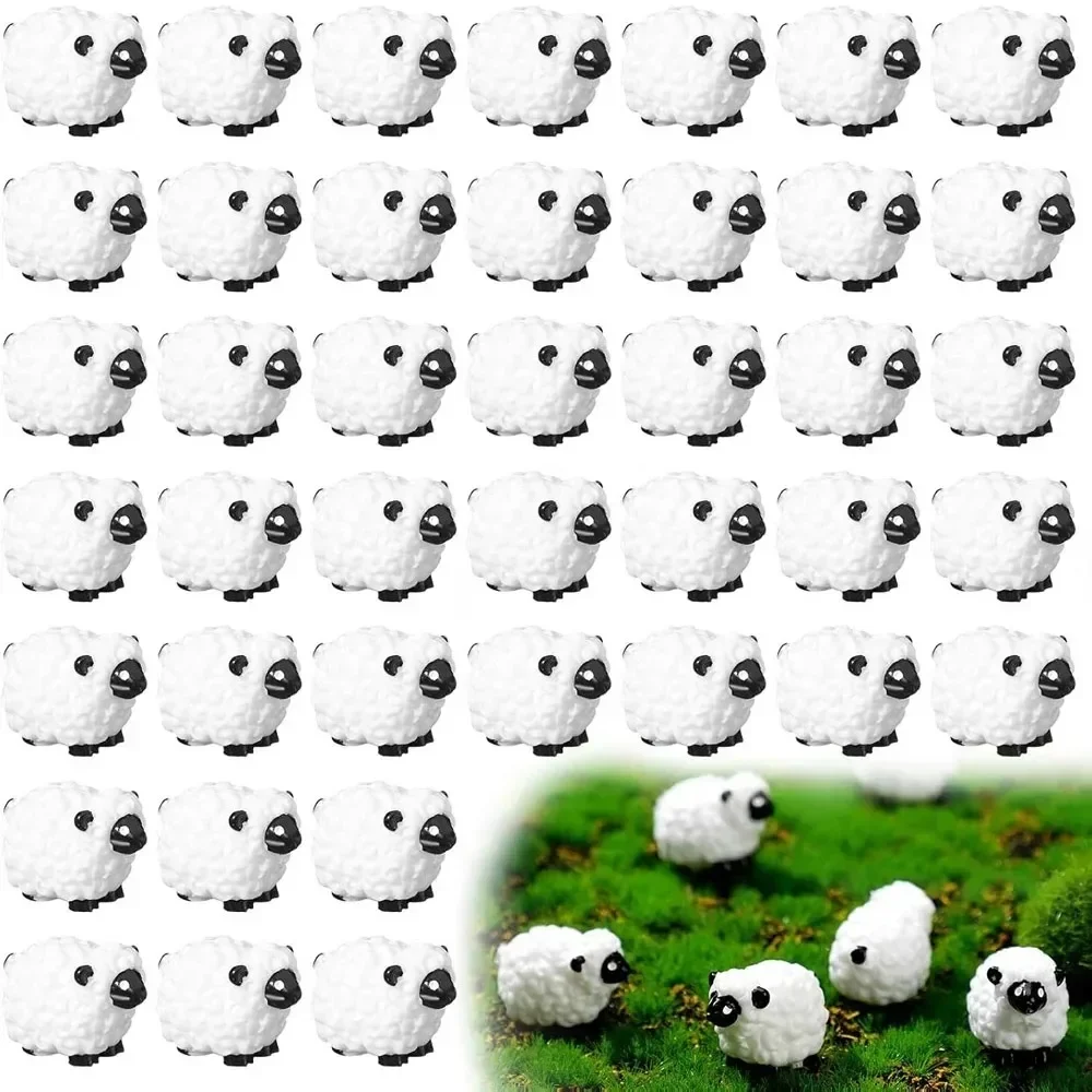 10pcs Miniature Sheep Figurines, Tiny Resin Plastic Sheep Statues, Mini Animal Decor for Fairy Garden & Micro Landscape