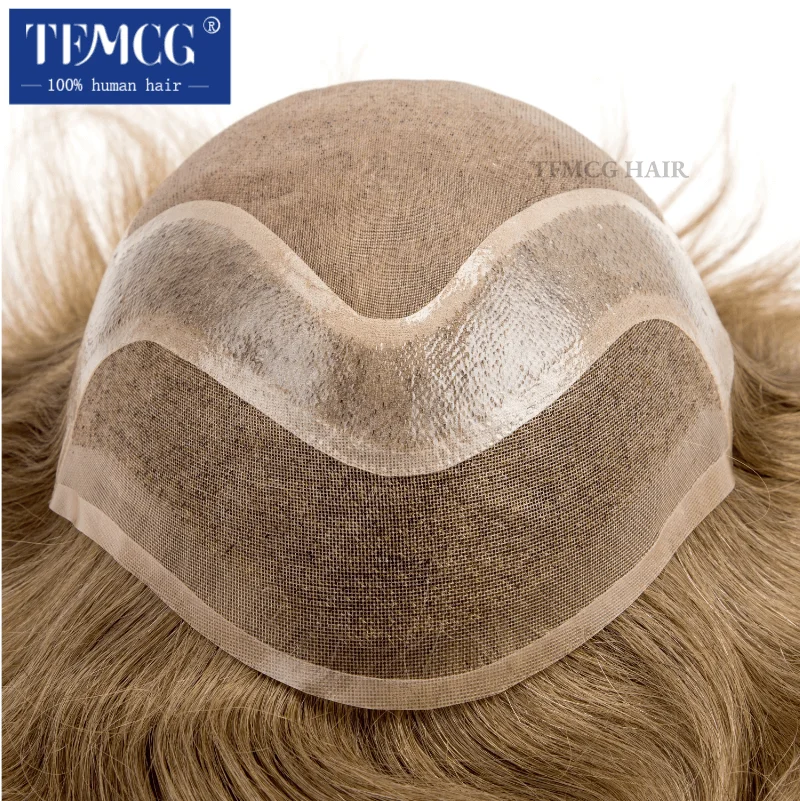 Male Hair Prosthesis Lace Front With Mono Top Natural Hairline Men Wig 6