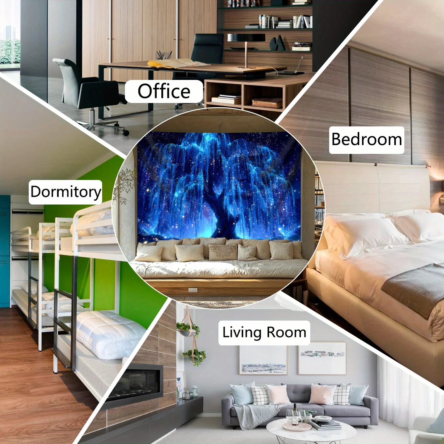 VIKAMA حالمة يبكي الصفصاف السماء المرصعة بالنجوم نسيج التدرج ضوء النجوم غرفة المعيشة رومانسية السماء المرصعة بالنجوم موضوع غرفة ديكور #4
