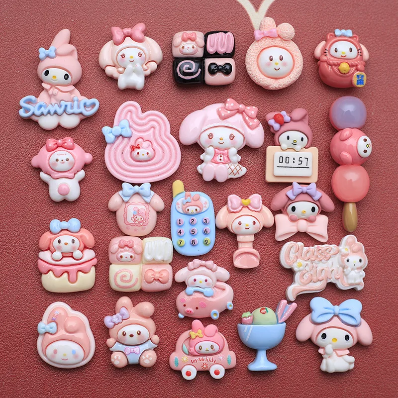 

Sanrio 10Pcs Resin DIY accessories New Kawaii my melody Resin Scrapbook Diy Jewelry Children Hairpin jewelry Accessories