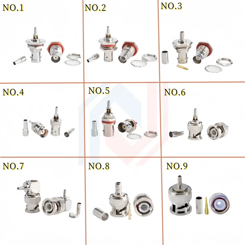 BNC Male Head Female Q9 All Copper Connector Crimped 1.5-3 Can Be Connected to RG174 Line RG316 Line BNC Waterproof