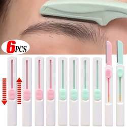 6PCS Retractable Eyebrow Trimming Knife Micro Eyebrow Razor Shaver Blades Safe Anti-scratch Eyebrow Shaving Tool Women Makeup