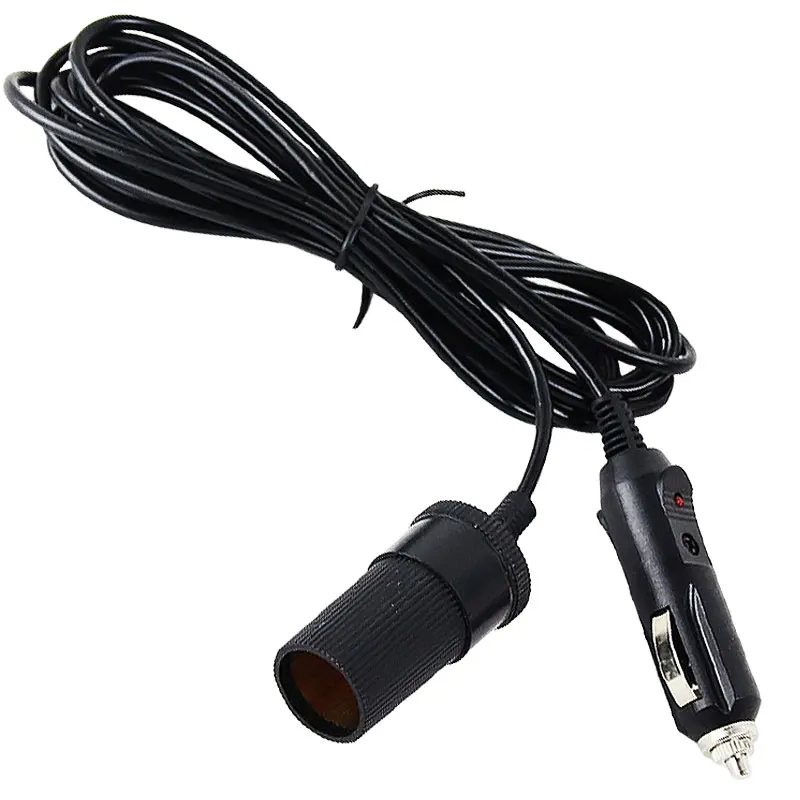 2M/5M Car Cigar Lighter Plug 12V Extension Cable Adapter Socket Charger Lead With Indicator Light