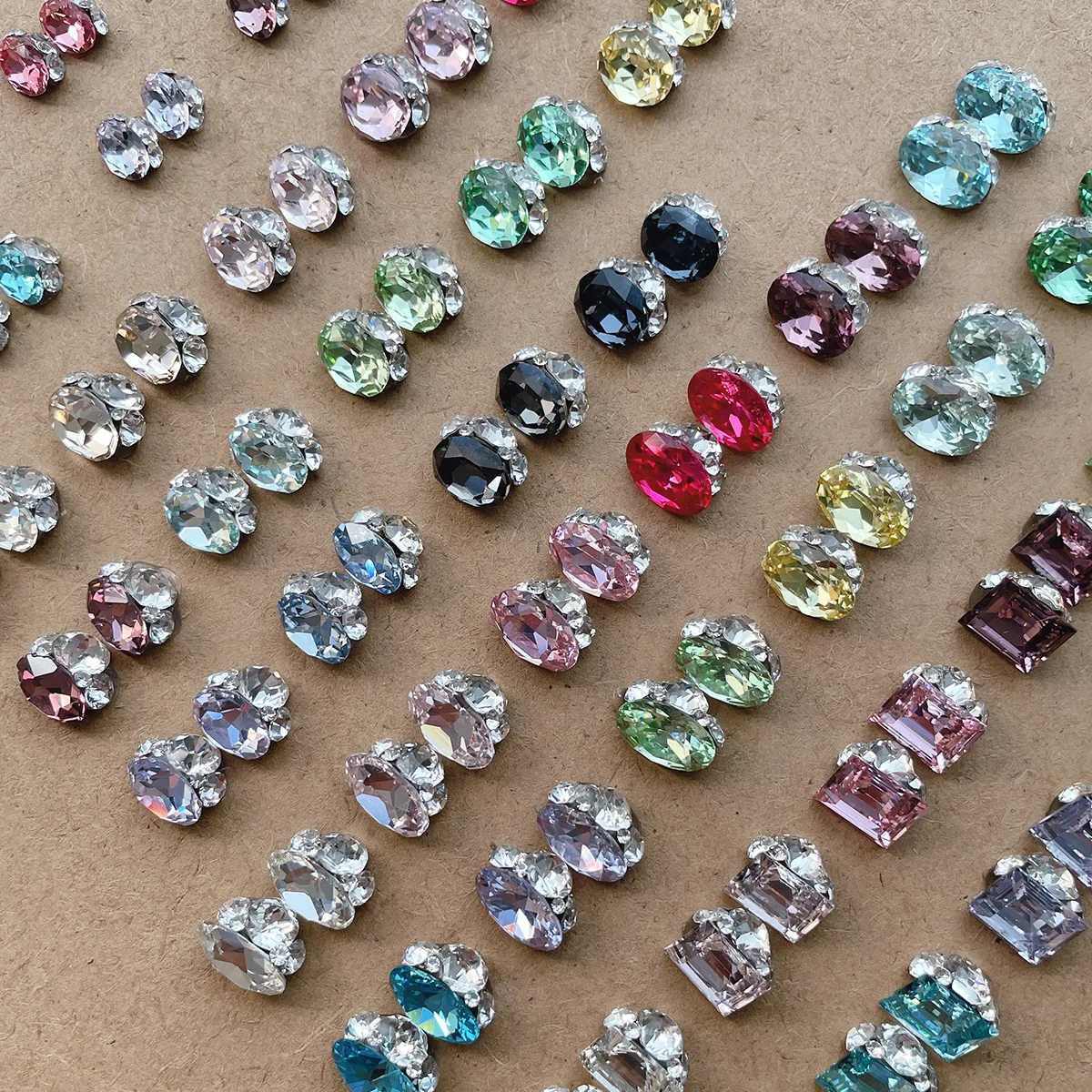 Pile de sucre scintillante, 5 pièces, diamant, grand œuf ovale, Rect, verre de cristal, Nail Art, strass, décorations de manucure, breloques brillantes
