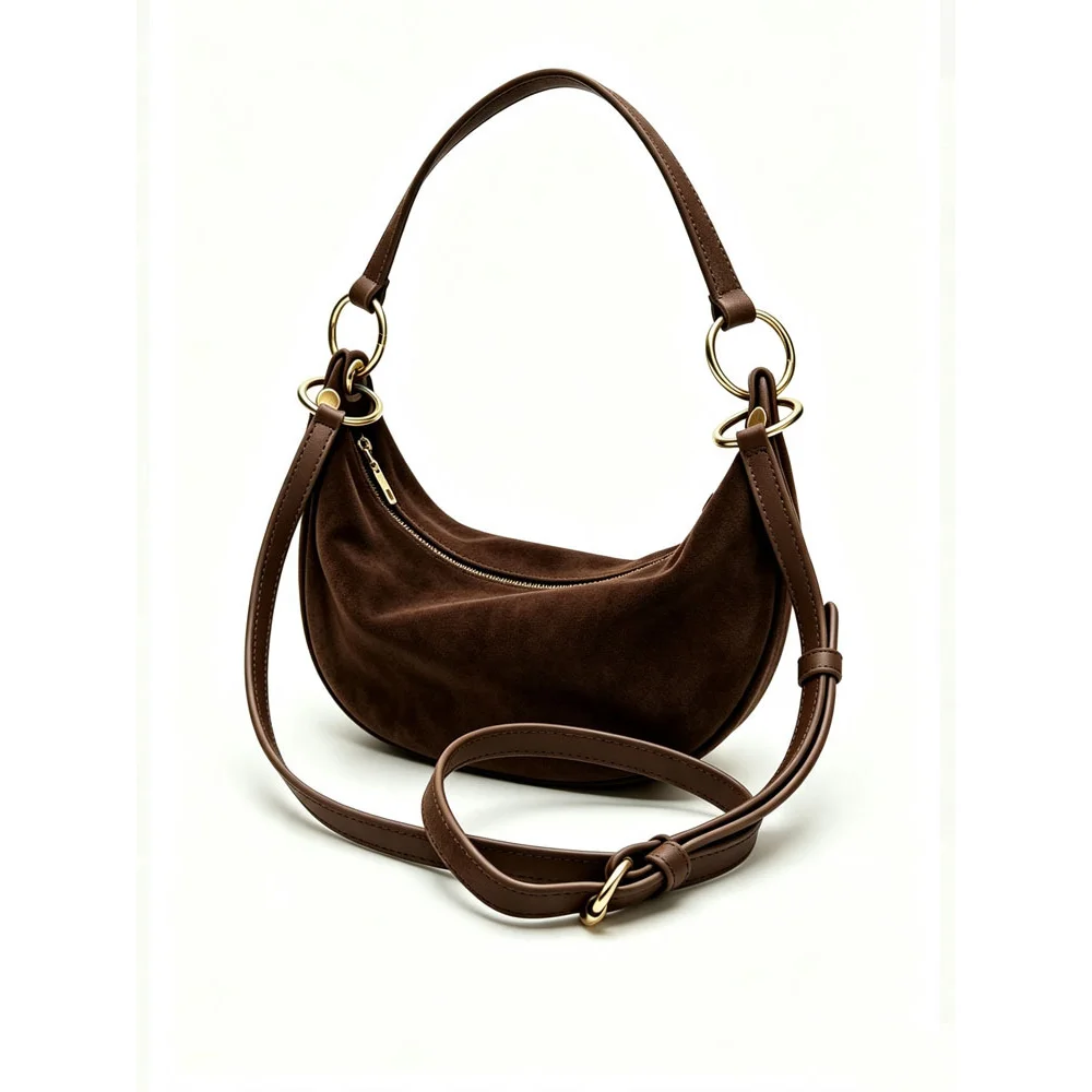 European and American retro rivet bag niche design bag 2026 new matte imitation deer velvet leather small single shoulder armpit