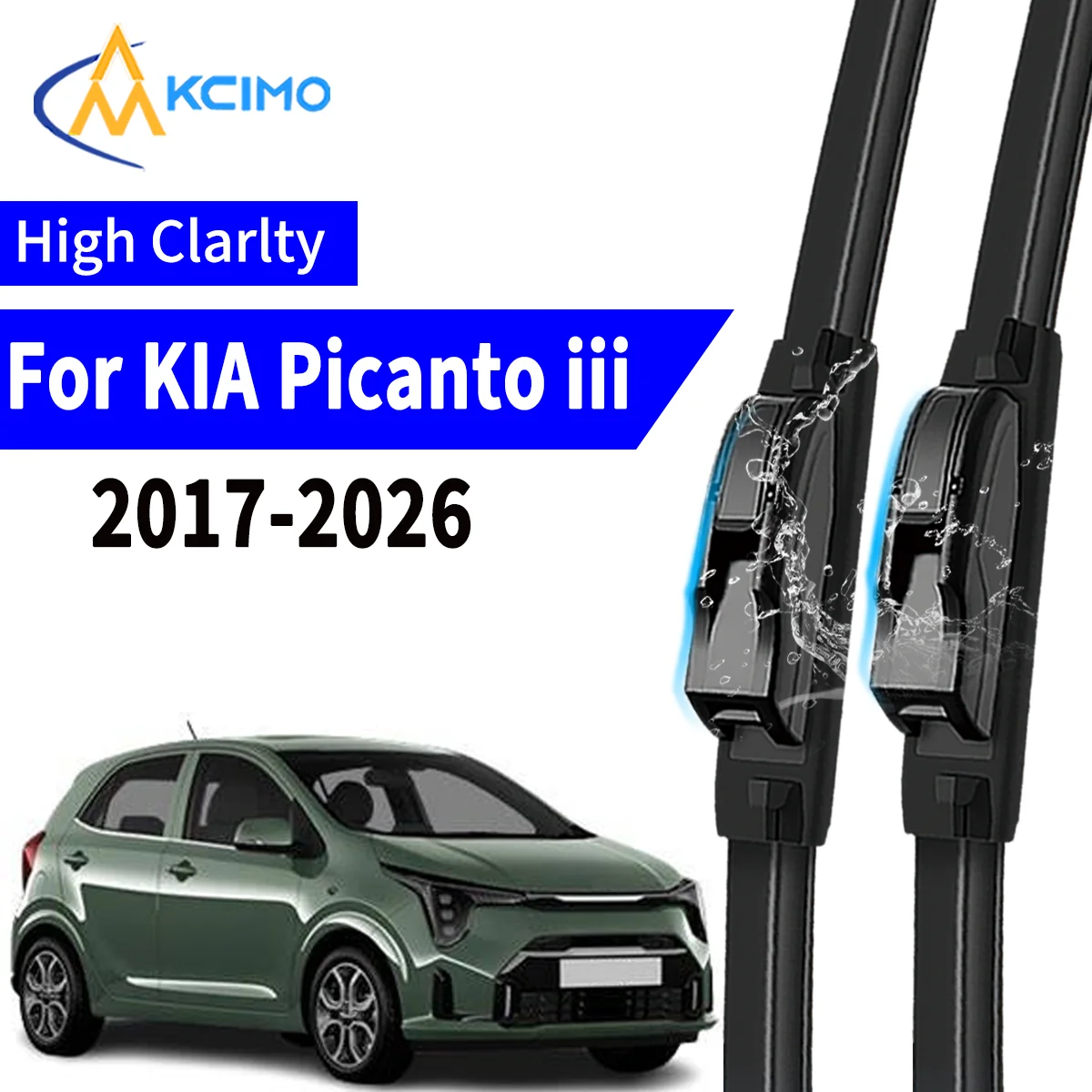 

2pcs Car Wiper For KIA Picanto iii hatchback 2017-2026 Front Windscreen Wiper Blade Silent Soft Rubber