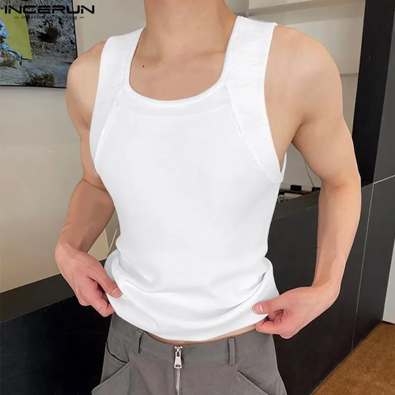 Men Tank Tops Solid Color O-neck Sleeveless Skinny Male Vests 2023 Streetwear Summer Fashion Casual Men Clothing S-5XL INCERUN