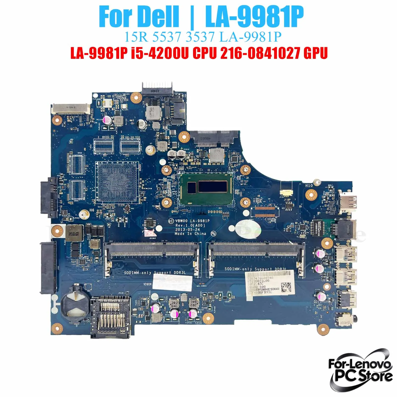 

LA-9981P For DELL Inspiron Inspiron 5537 3537 LA-9981P Mainboard i3 i5 i7 CPU 100% Tested Laptop Mainboard