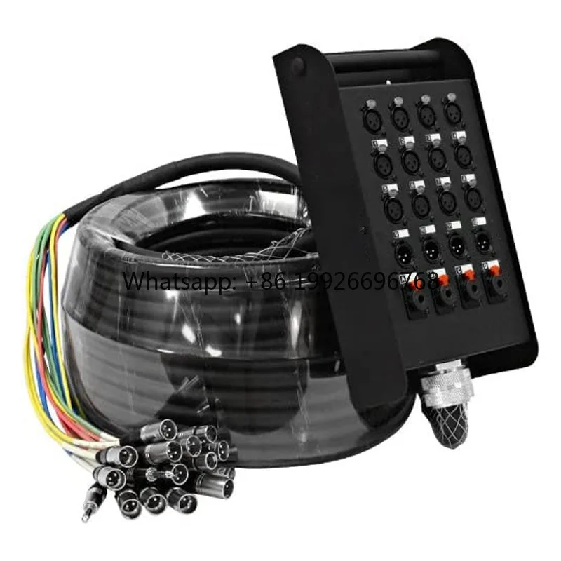 Cable multipar XLR de 16 canales, 4 canales TRS de 6.35mm, con revestimiento de PVC, para señal de audio, ideal para estudio de grabación y presentaciones en escenario.