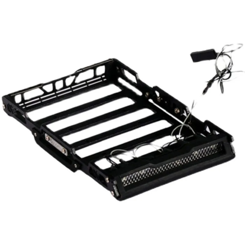 Metal Lighted Luggage Rack for 1/18 1/24 RC Crawler Car TRX4M Defender Bronco Axial SCX24 FCX24 Wrangler Upgradeds Accessories