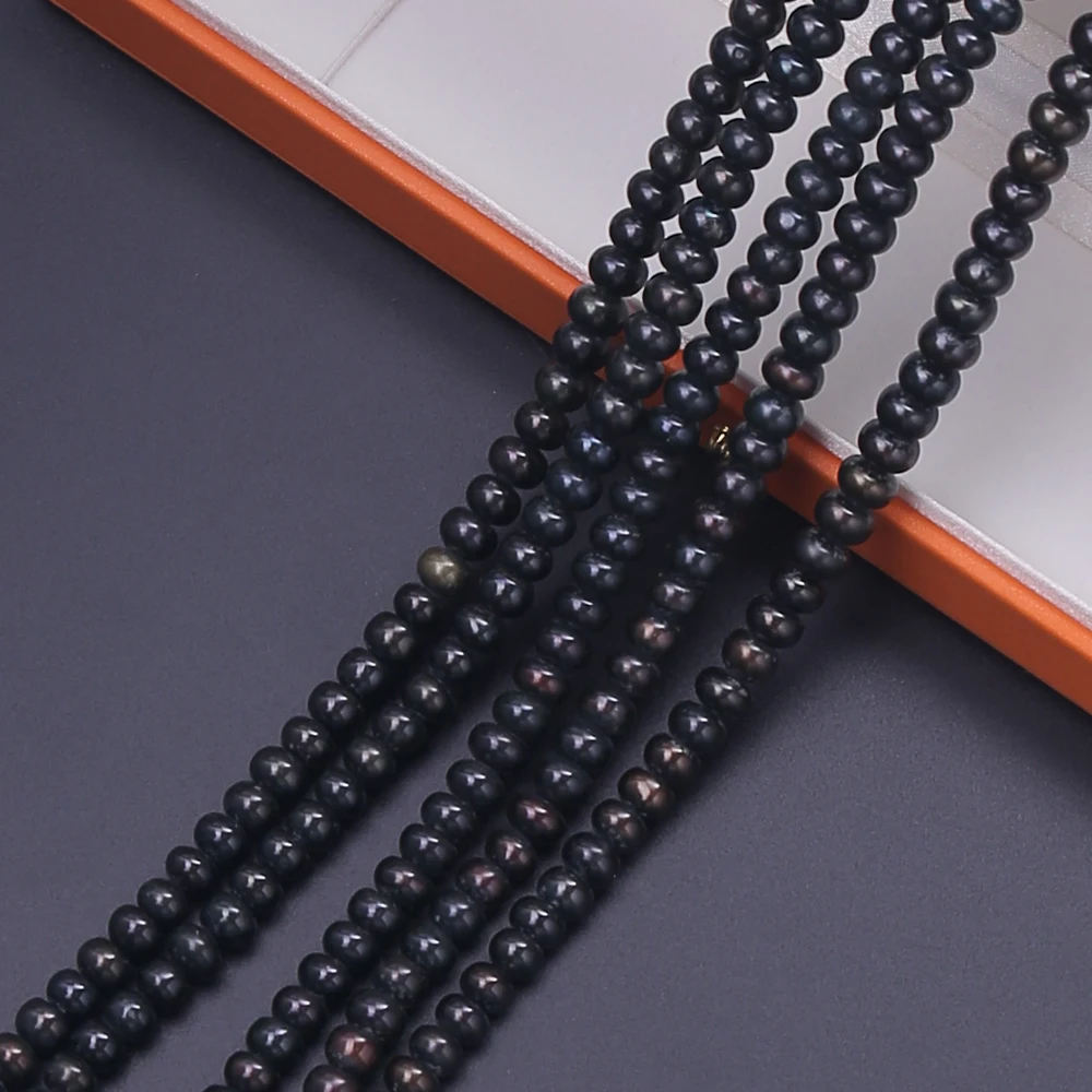 

Esiyni 100% Natural Freshwater Pearl Black Near-round Beads DIY Necklace Bracelet Jewelry Making Beads for Holiday Gifts