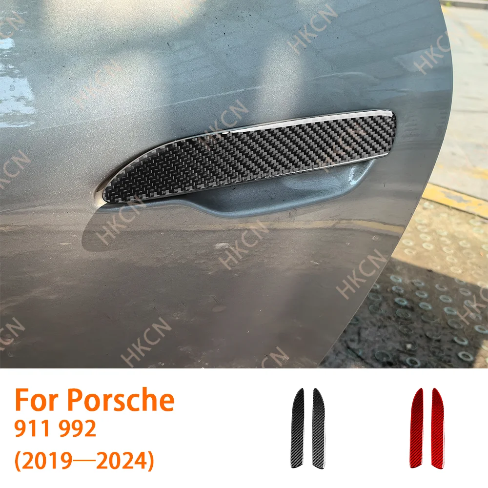 

HKCN For Porsche 911 992 2019—2023 Carbon Fiber Outer Door Handle Panel Car Interior Accessories Cover Trim Sticker Modification