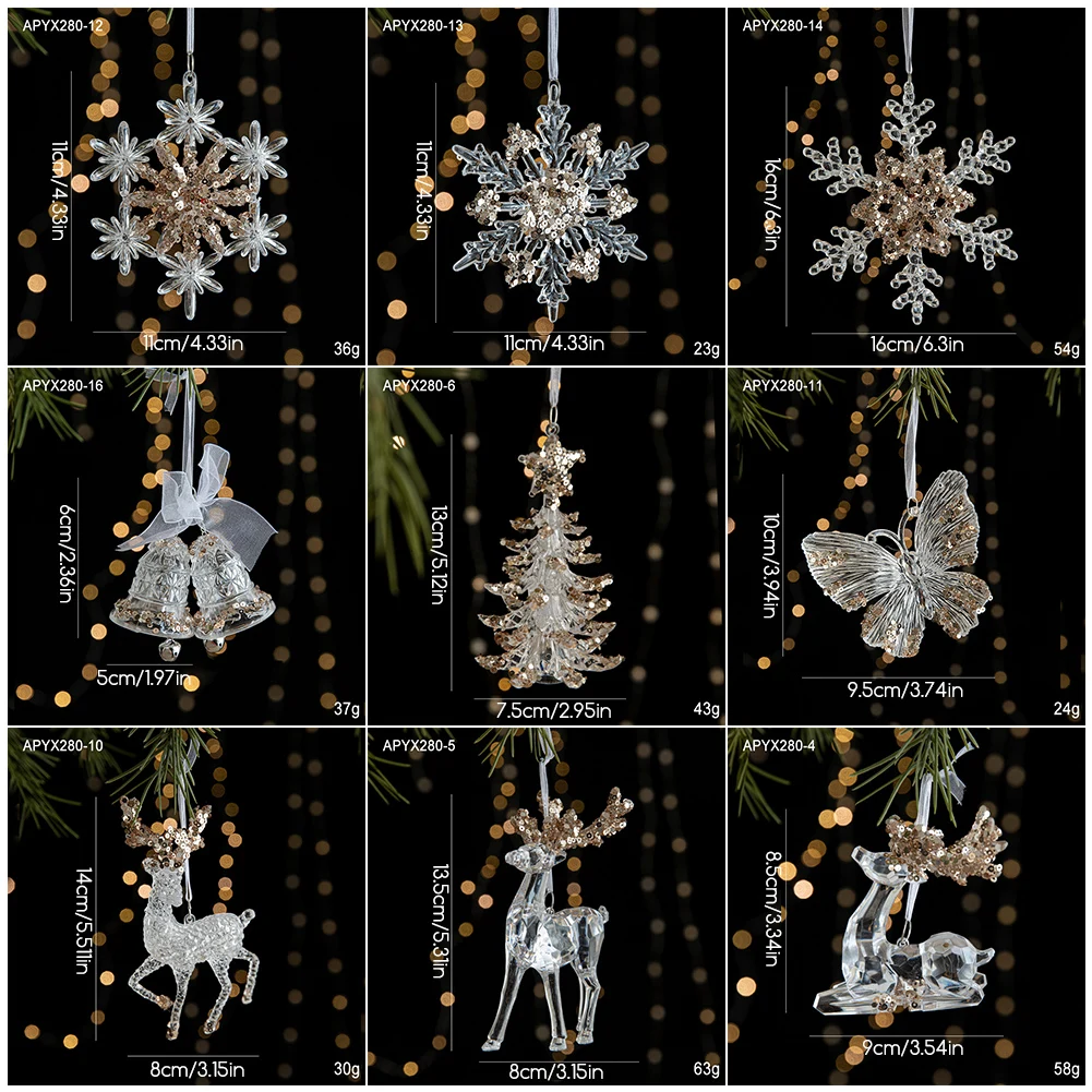 Clear Acrylic Glitter Snowflake Christmas Tree Ornaments Instantly Elevates Christmas Decor For Holiday Party Supplies