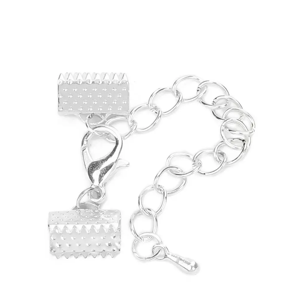 

10 Pcs Chains Rope Clip DIY Charm Buckle Plated Ribbon Ends Necklace Clasps and Closures