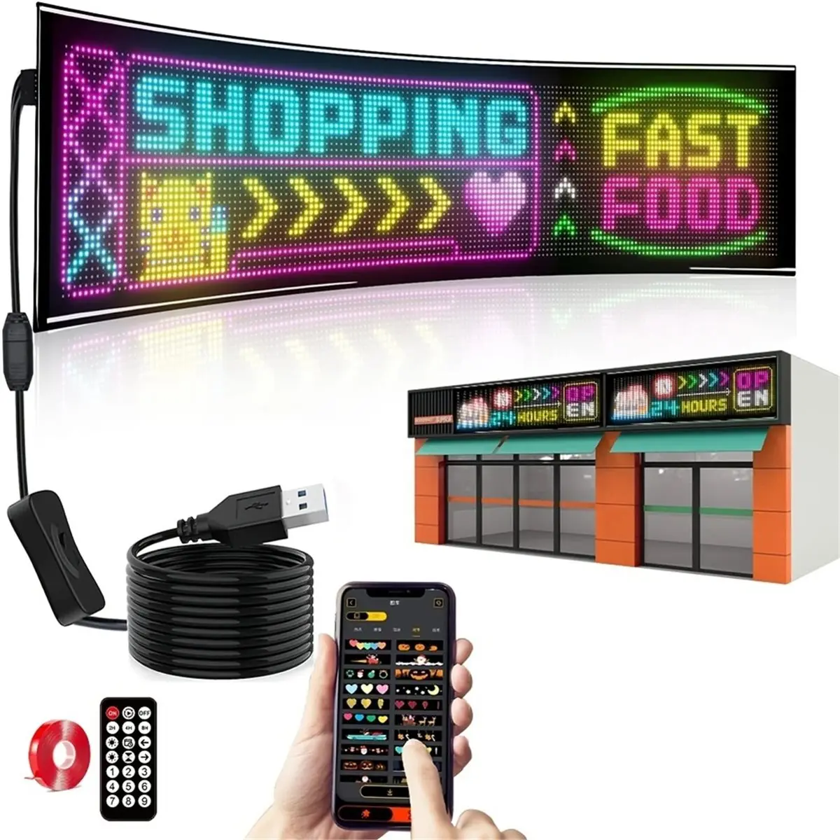 ~CLEARANCE A Smart LED Matrix Panel Scrolling Bright Advertising USB Bluetooth App Remote Controlled Sign Light Programmable LED