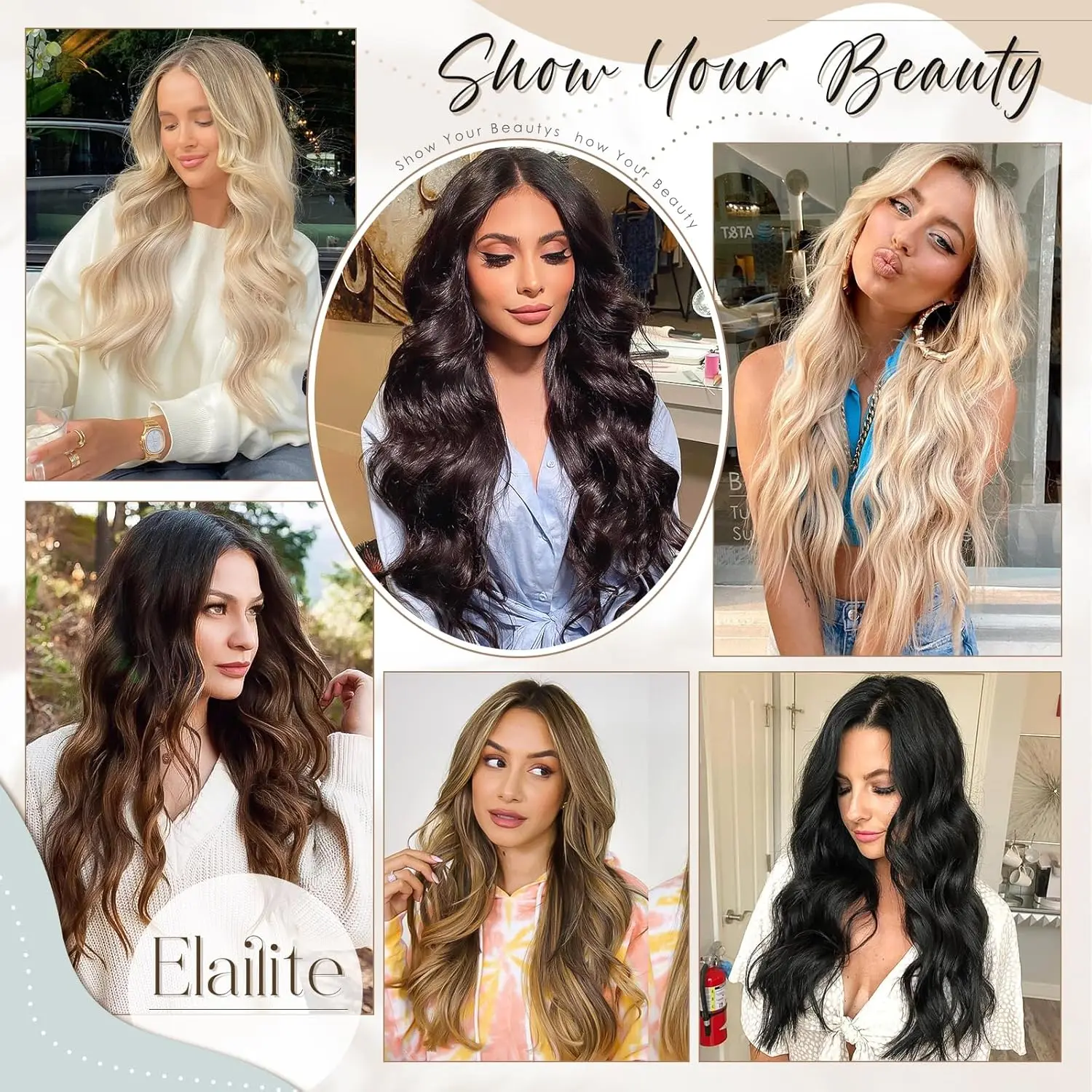 Micro Loop Human Hair Extensions - 50 Strands Thick Straight Clip-In Hair for Instant Volume & Length