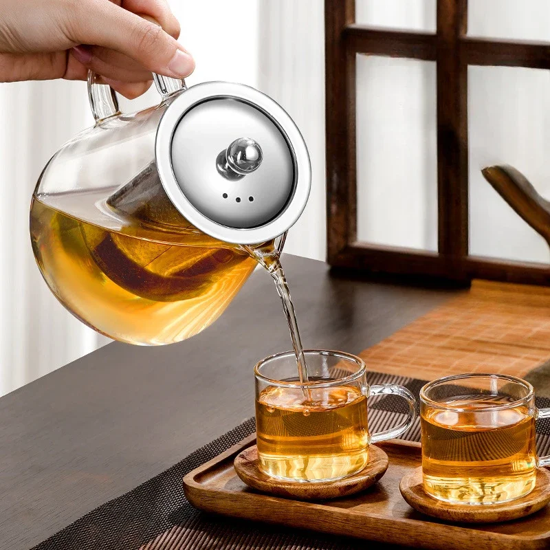 Transparent Glass Teapot Filterable 950ML High Borosilicate Glass Heat Resistant Tea Infuser Puer Flower Tea Home Offers Teaware