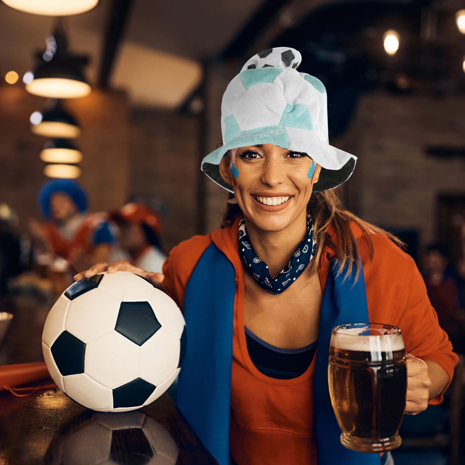 

Football Hat Funny Competition Headdress Beanie Cheering Prop Foldable Cap Decor