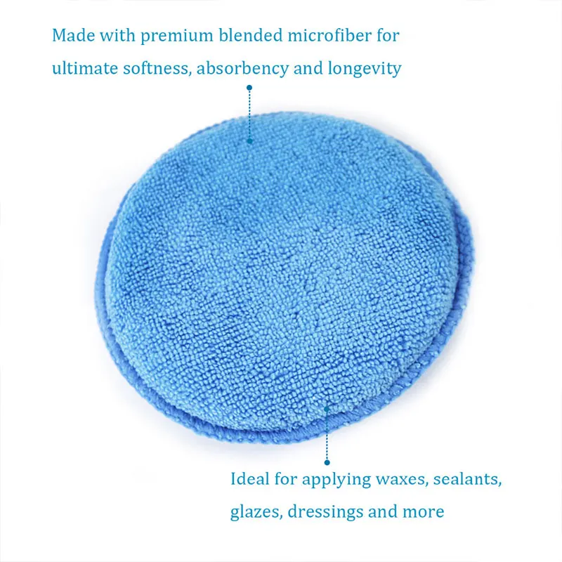 Waxing Sponge for Car  5 Inch Soft Microfiber Manual Applicator Pad Polishing Sponge with Pocket for Apply Remove Wax Auto Care