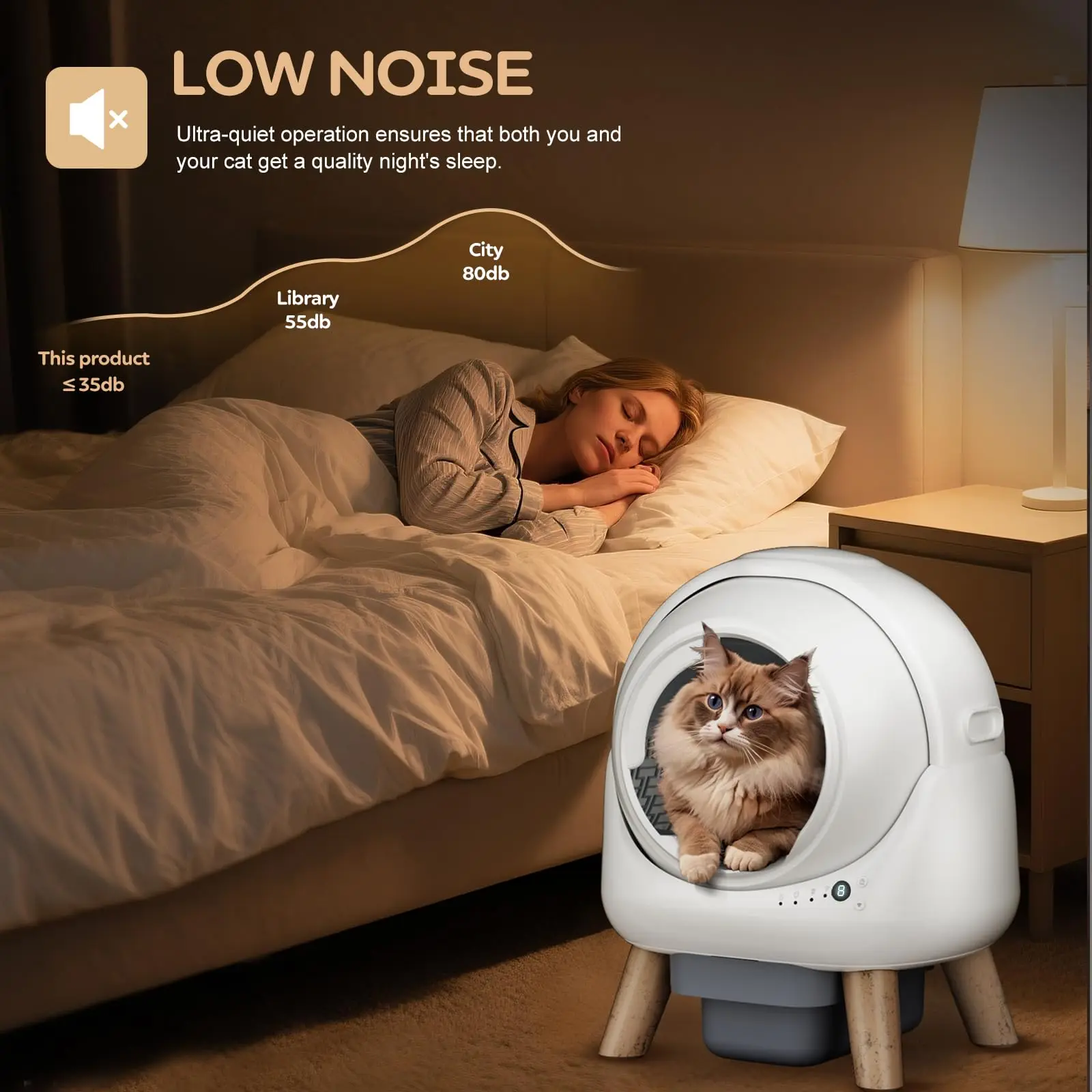 صندوق نفايات التنظيف الذاتي لروبوت مرحاض القطط الذكي المتعدد مع التحكم في التطبيق، صندوق نفايات القطط للتنظيف التلقائي بالكامل