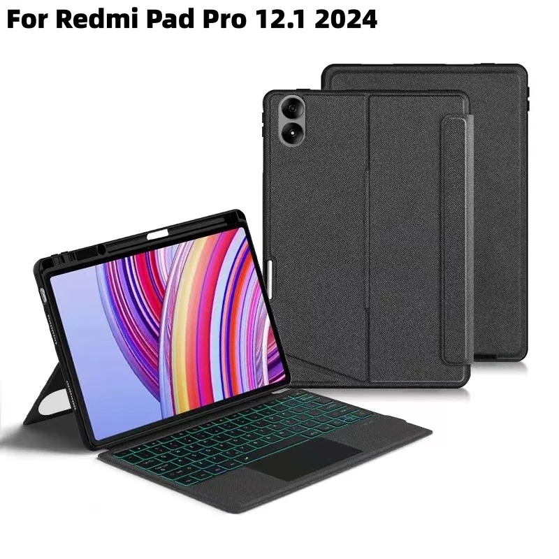 Magic Keyboard Tablet Case For Xiaomi Redmi Pad Pro 12.1 inch 2024 Tablet Cover Spanish Russian Portuguese Backlit Keyboard capa