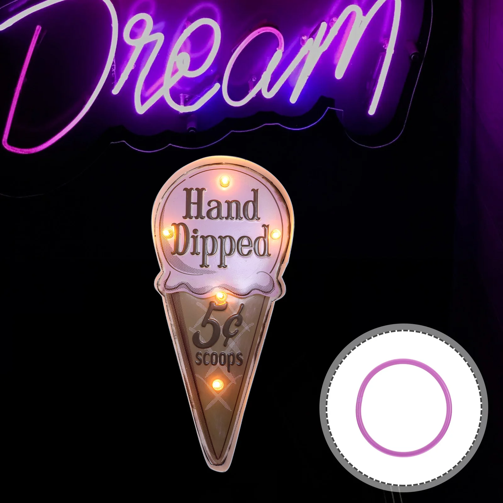 

Ice Cream LED Wall Lamp Vintage Decoration Iron Material Soft Light Bedroom Bar Restaurant Atmosphere Light Ice Cream Decor