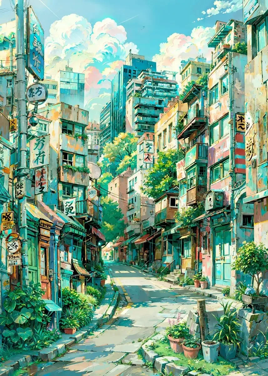 Japanese City Street Scene Tapestries Available in Various Sizes Suitable for Modern Home D Cor and Izakaya Japanese Pub Use