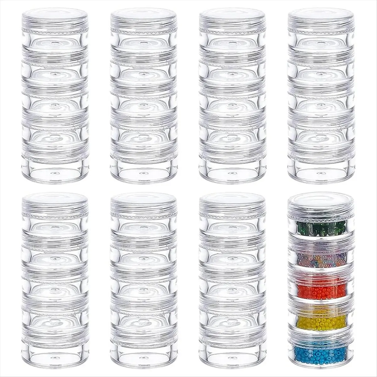 Top Sale 5G/5ML Stackable Round Plastic Containers 8 Column(5 Layer/Column) Bead Storage Jars for Seed Beads Drills