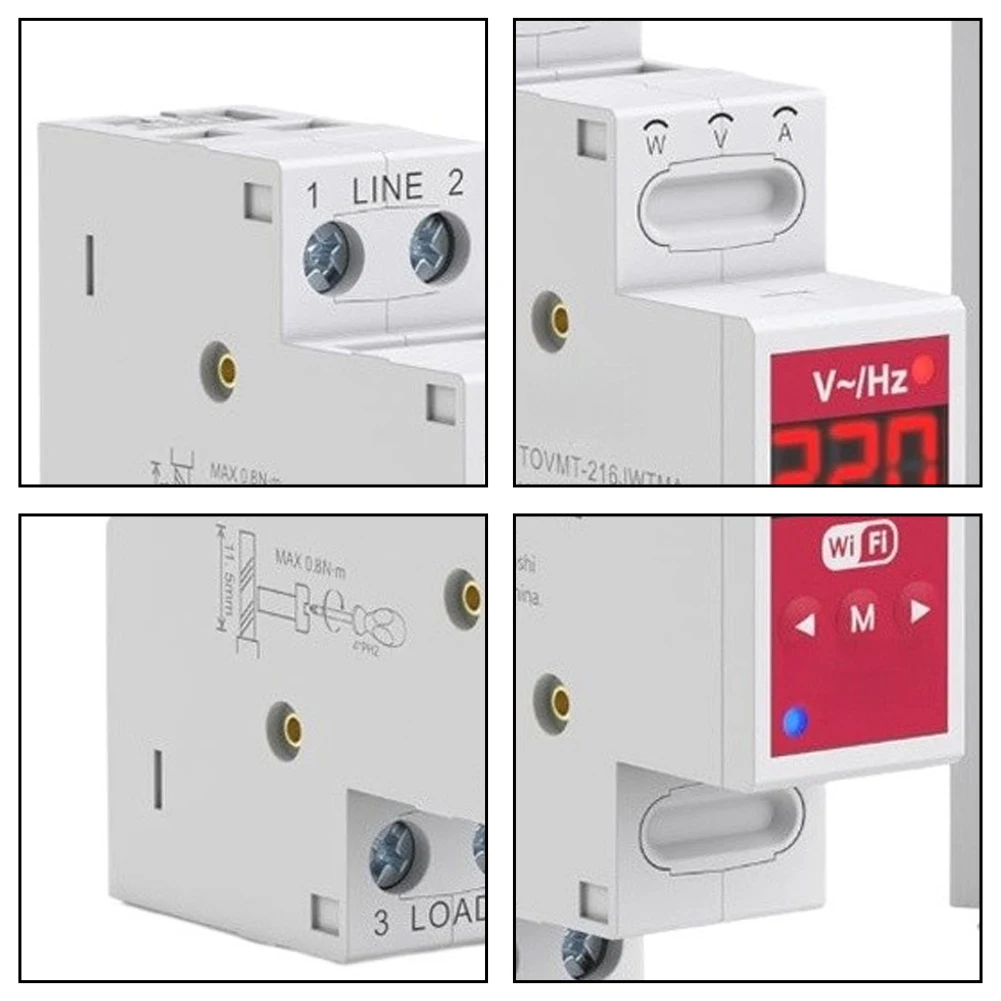 16A For Smart For WiFi Switch 2P for US Electrical Panel Remote Control via App Voice Activation Energy Usage Tracking