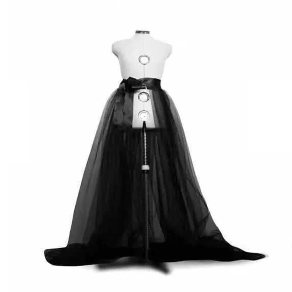 Fashion 3 Layer Tulle Overskirt Detachable Mesh Bridal Tutu Skirt Perspective Lace Up Ruffle Bustle Skirt Ballet Cocktail