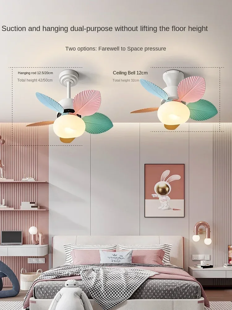 

fan lamp 2024 new bedroom girl color full-spectrum eye protection mute one ceiling fan lamp