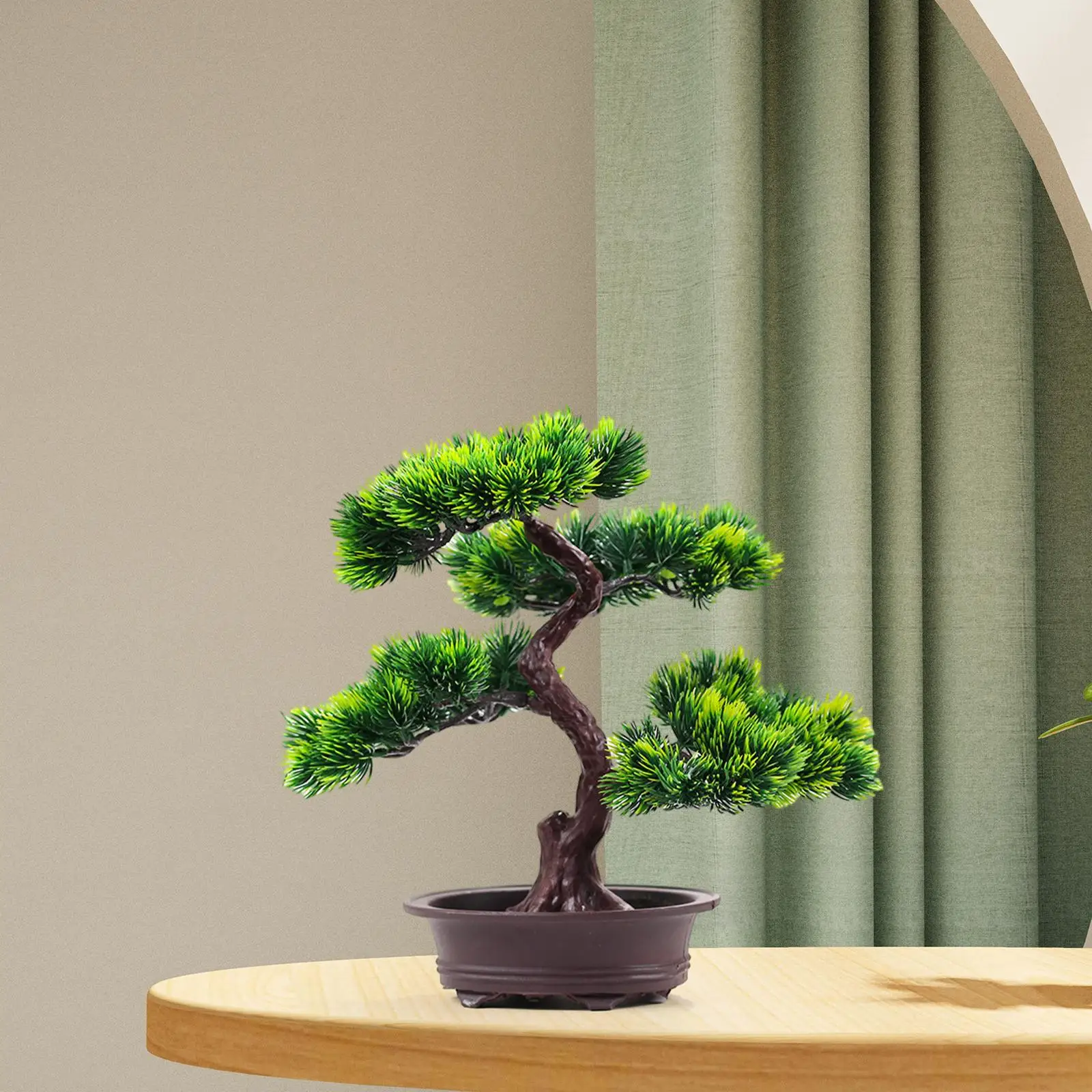 Artificial Bonsai Tree Welcoming Pine Potted Simulation Bonsai For Bedroom Farmhouse Home Green Plant Display Decoration