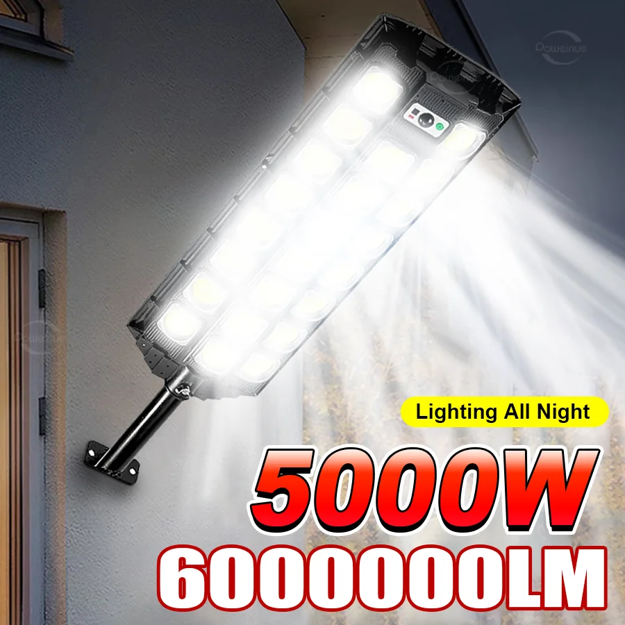 5000W Most Powerful Solar Light Outdoor Super Bright Solar LED Lamp Sunlight Motion Sensor Street Lights Waterproof Garden Lamps