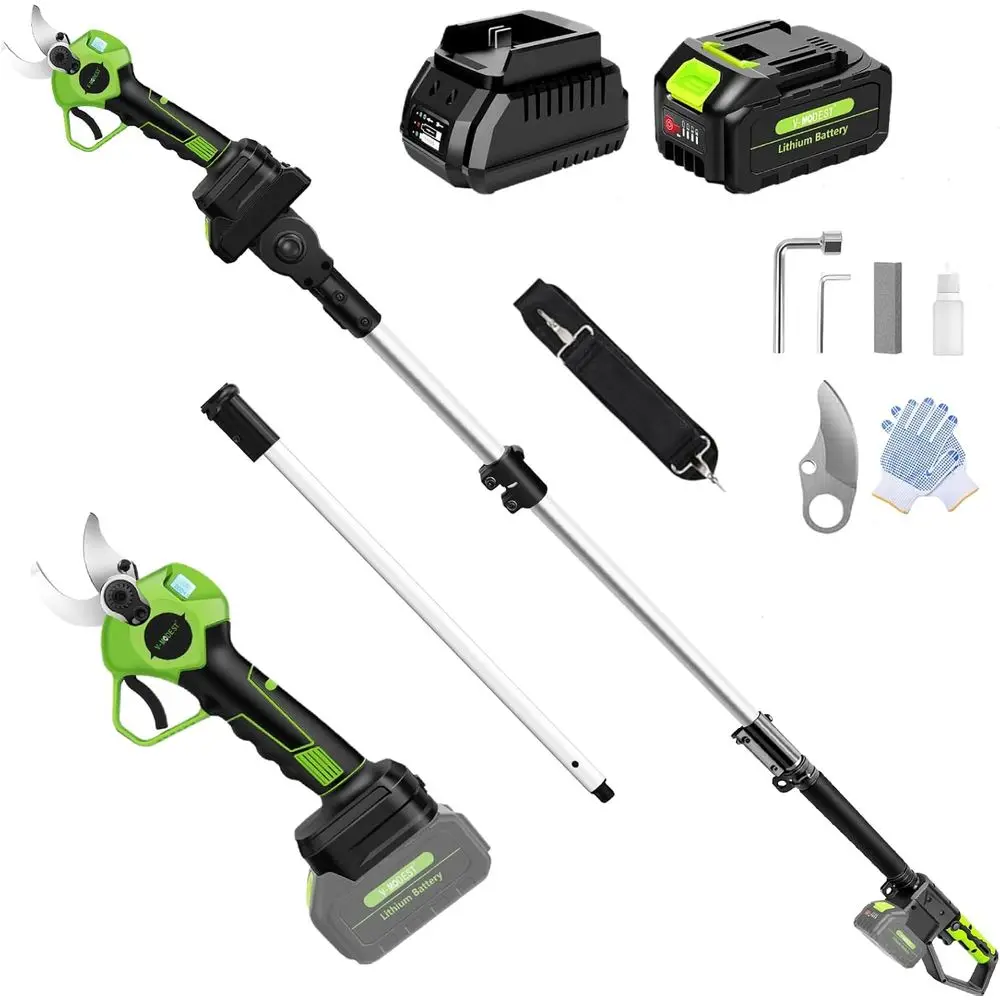 

2-in-1 Electric Pole Saw with 1.6 Cutting Capacity, 15ft Extendable Pole, 21V 4.0Ah Battery, LCD Display