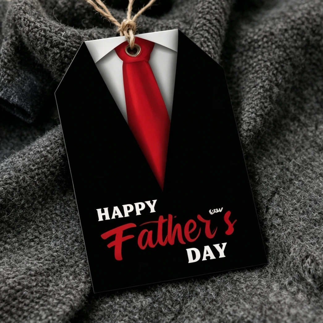 Father's Day Paper Tie Hanging Tags 60 Pack Festive Decorations for Dad Celebrations Parties and Social Gatherings